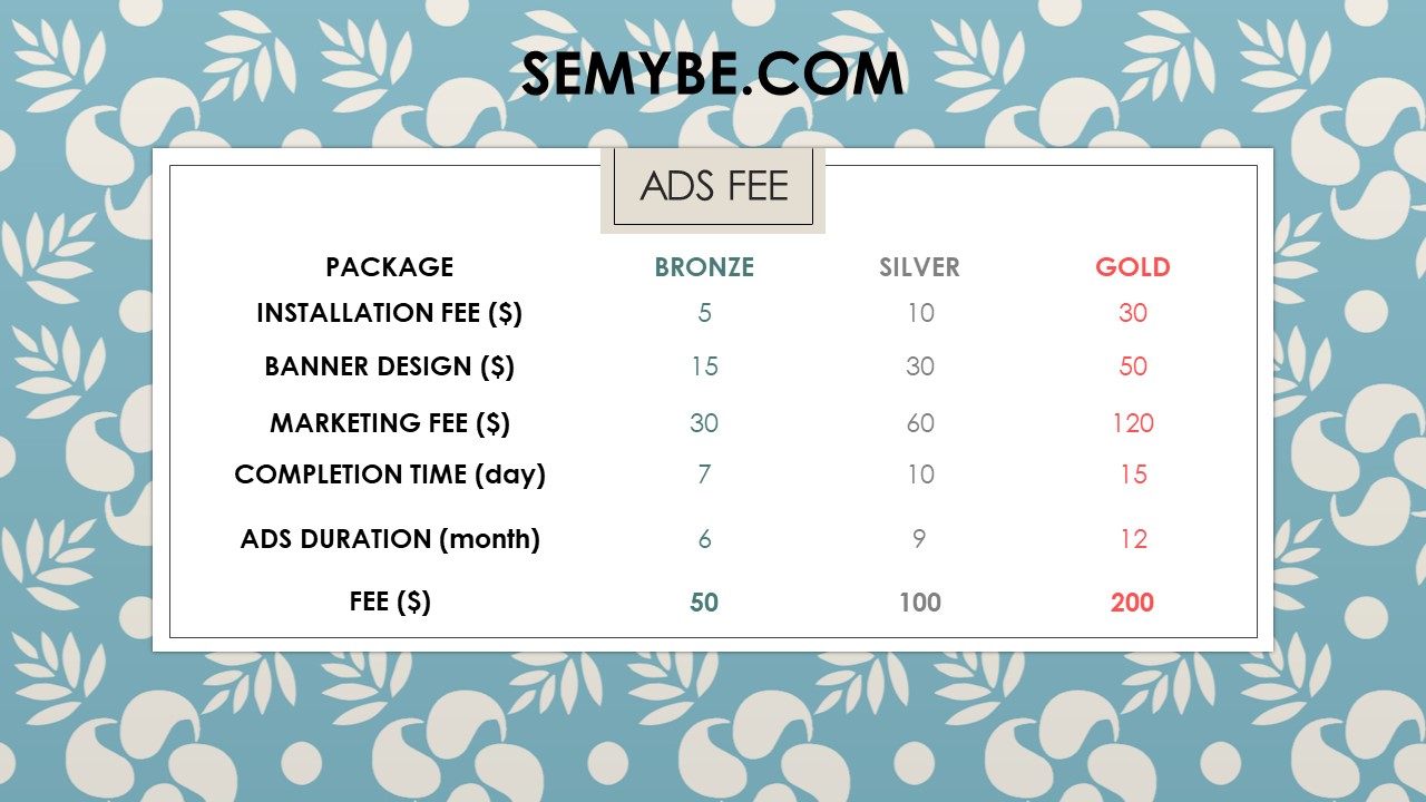 ADVERTISING FEE